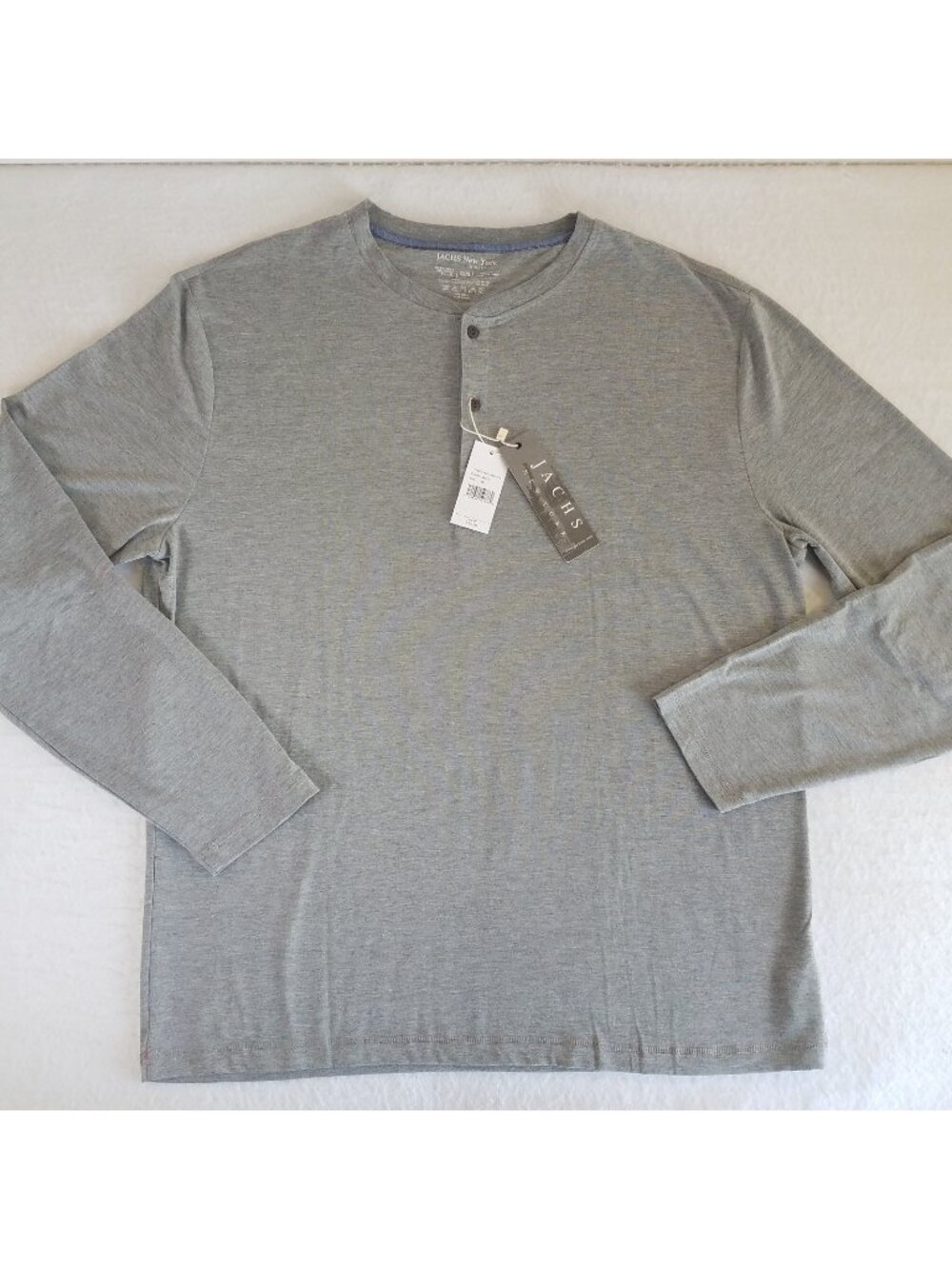 Jachs New York Henley T Shirt Long Sleeve Mens SIZE 3XL Steel Grey SOFT Stretch